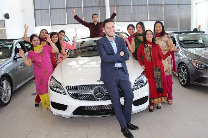 Michael Santos, General Manager of Mercedes-Benz Peterborough, surrounded by organizers of Bollywood Night #2. The luxury car dealership has generously come forward again this year as the platinum sponsor of the event, which takes place March 7th at the Parkway Banquest Hall in Peterborough (photo courtesy of snapd Peterborough)