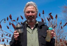 Local musician Al Black, who recently organized a clean-up group called the Shining Waters Chain Gang, displays discarded items he found while cleaning up the Little Lake shore line at Millennium Park in downtown Peterborough last Sunday. There are numerous other spring cleanups happening around the region, including at Peterborough's Jackson Park on Saturday, April 25th. (Photo: Steven Leak)