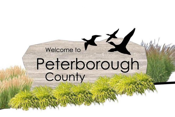 The architect's design concept for the new County of Peterborough gateway sign to be installed on Highway 115 by this fall