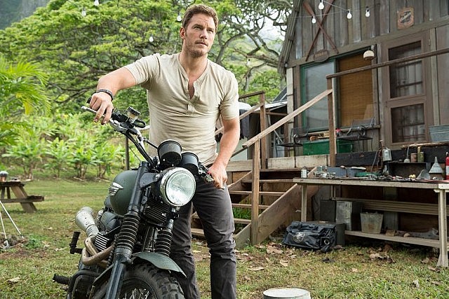 Chris Pratt as Owen, the swashbuckling but slightly ludicrous dinosaur trainer