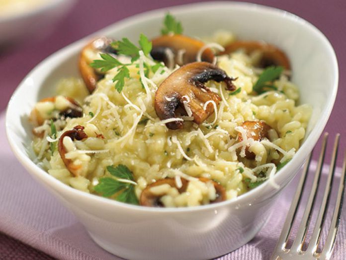 This mushroom risotto is made with short-grain Aroborio rice, but you can make a healthier version by substituting quinoa