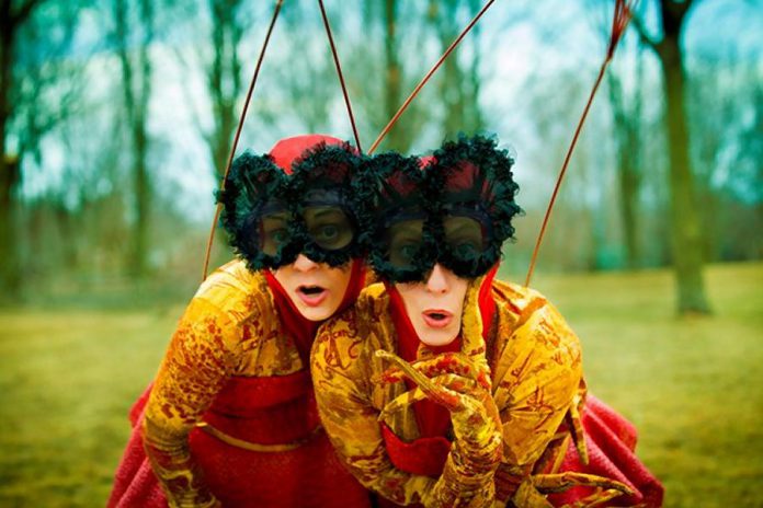 "Photuris Versicolor", featuring Sylvie Bouchard and Marie-Josée Chartier as twin fireflies separated at birth, is one of four performances at this year's Dusk Dances taking place at Rotary Park in Peterborough from July 23 to 26 (photo: John Lauener)