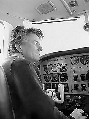 Lindsay native Moretta "Molly" Reilly in the cockpit of a Beechcraft Duke CF-WVF, when she was Chief Pilot for the Canadian Utilities Company.  Reilly, who was the first Canadian woman to be a corporate pilot, played a tremendous role in opening up the aviation field for women. (Photo: Library and Archives Canada)