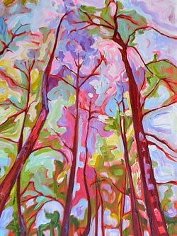 The majesty of trees is nothing new in terms of subject matter for Canadian painters but Nancy McKinnon has a fresh approach and inventive palette