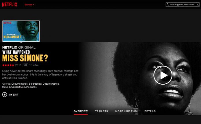The Netflix-produced 2015 documentary "What Happened, Miss Simone?" is one of Elliott's top picks
