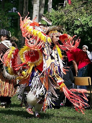 A dancer in regalia at 2007 Curve Lake Pow Wow (photo courtesy of Curve Lake Cultural Centre)