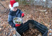 Abner Jarvis helps reduce waste in his home by composting all year long. The varying temperatures that are typical this time of year assist your compost pile to break down, and will do so all winter long. (Photo: Karen Halley, GreenUP)