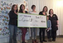 ELUS presents GreenUP with a $10,000 donation, after a week of successfully meeting targets of a social media campaign aimed at attaining over 2,000 "likes" on a promotional Facebook posting