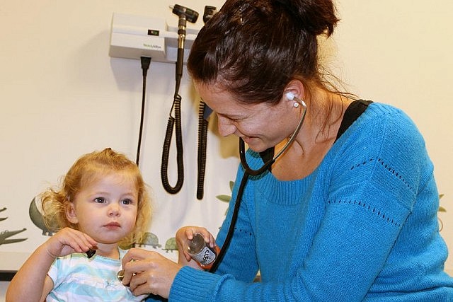 The team at PRHC's Paediatric Outpatient Clinic includes skilled and caring staff like Jodi Hazell, RN and Nurse Practitioner, shown here with her daughter Maddy Bagshaw (photo courtesy of PRHC Foundation)