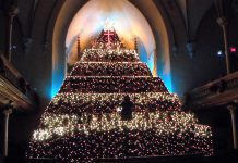 The Living Christmas Tree at St. Andrew's Presbyterian Church in Lindsay in all its glory