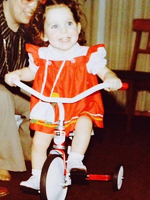 Back to the future: young Megan on a tricycle