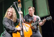 Ryan and Sam Weber of The Weber Brothers, from the Hootenanny on Hunter Street in Peterborough in August 2015. (Photo: Linda McIlwain / kawarthaNOW)