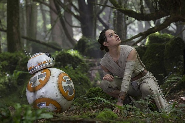 Lovable droid BB-8 with Daisy Ridley as Rey