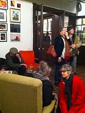 Michael Poulton, Su Ditta, Ann Jaeger, Victoria Ward, and Wendy Trusler at a group show opening at Gallery in the Attic (photo: Elizabeth Fennell)