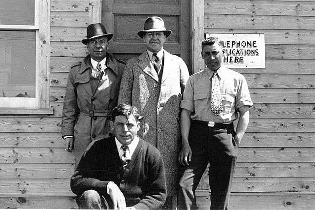 Nexicom is another successful family-run business with a long history. Ed Downs (top middle), the father of current owners Paul and John Downs, as secretary-treasurer of The Long Lac Telephone Company in Geraldton in 1938. (Photo courtesy of Nexicom)