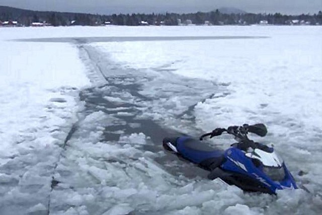 Snowmobilers should avoid lakes and waterways for the time-being, as conditions are generally poor in many parts of the province (photo: Lifesaving Society of Ontario / Facebook)