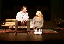 In the Peterborough Theatre Guild's production of "Sylvia", Greg (Scott Drummond) finds lost dog Sylvia (Erika Butler) at the park, takes her home, and the fun begins