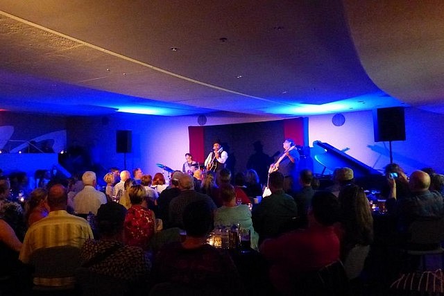 One of the most popular arrangements for The Nexicom Studio is cabaret-style seating, perfect for concerts like this Elite Blues Series performance by Chris Thomas King (photo: Kait Dueck / Showplace)