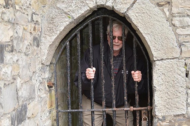 Hugh Foley hamming it up at St. John the Baptist Priory in Trim, Ireland (photo: Theresa Foley / Facebook)