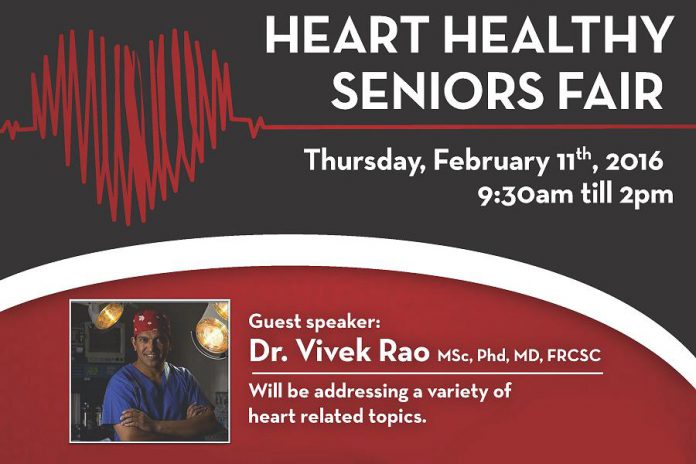 The free Heart Healthy Seniors Fair takes place from 9:30 a.m. to 2 p.m. on Thursday, February 11 at Activity Haven at 180 Barnardo Avenue in Peterborough