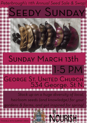 Seedy Sunday Peterborough takes place from 1 to 5 p.m. on  March 13 at George Street United Church
