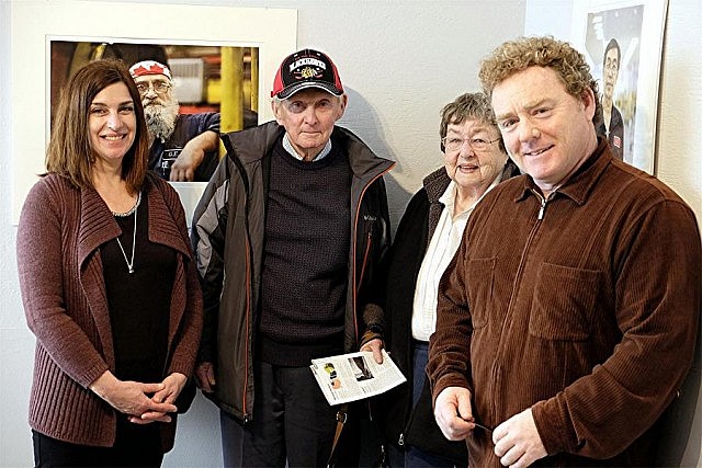 Photographer Wayne Eardley (right) with his wife Karen and his parents at the opening of his exhibit at the Art Gallery of Peterborough (photo: Selrahc Yrogerg)