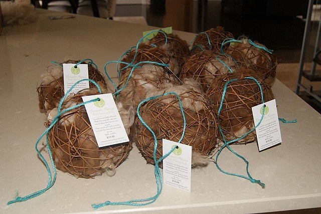 Versatile alpaca fibre can be used for a variety of unique products, such as these nesting balls for birds