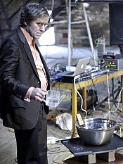 Gordon Monahan preparing a boiling water gag on the  "Dollhouse" set (photo: Paul Antoine Taillefer)