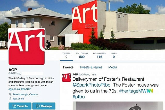 The Art Gallery of Peterborough is now on Twitter