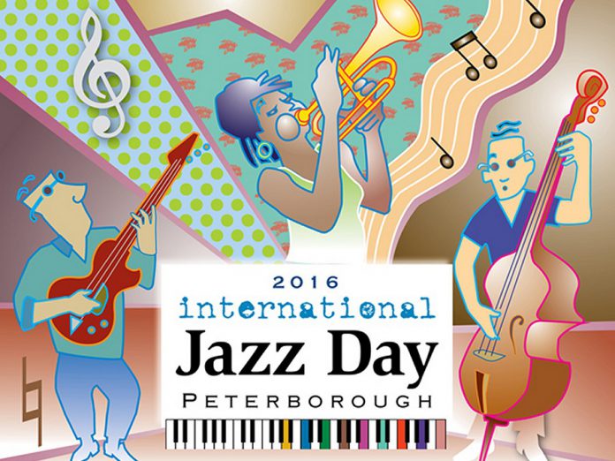 International Jazz Day Peterborough takes place on Saturday, April 30th in downtown Peterborough (graphics: Richard Peachey / Goodness Graphics)