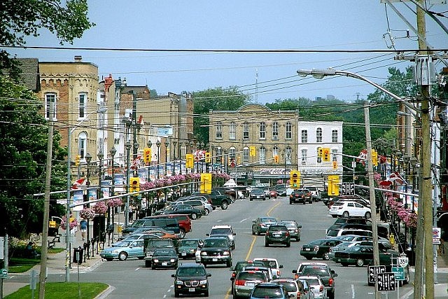The historic Victorian storefronts on Lindsay's main street, one of the widest in Ontario, put Lindsay on the list (photo: Wikipedia)