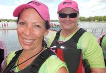 Breast cancer survivor Michelle Thornton (left) was diagnosed with an aggressive form of the disease in 2014, after she was called back to PRHC's Breast Assessment Centre six months after a routine screening there. She and Marilyn Buxton (right) are both members of the Survivors Abreast paddling team. (Photo: Robert Boudreau)