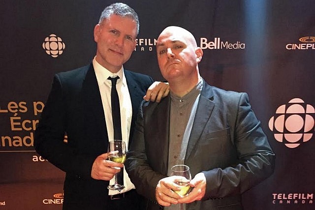 Chad Maker and Kirk Comrie at the Canadian Screen Awards CBC Broadcast Gala in March 2016. Born and raised in Peterborough, Chad and Kirk launched A71 Agency Inc. in 2003, which has since expanded into A71 Productions Inc. and A71 Entertainment Inc.  (Photo courtesy of Chad Maker / Kirk Comrie)