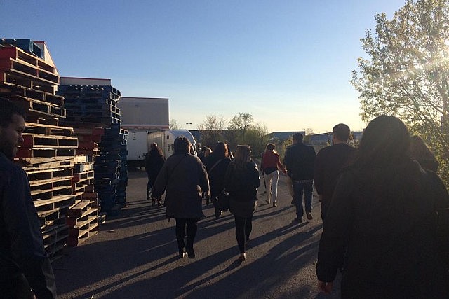 Now that's pallet-able: we begin our experience with a walk around Home Depot (photo: Eva Fisher)