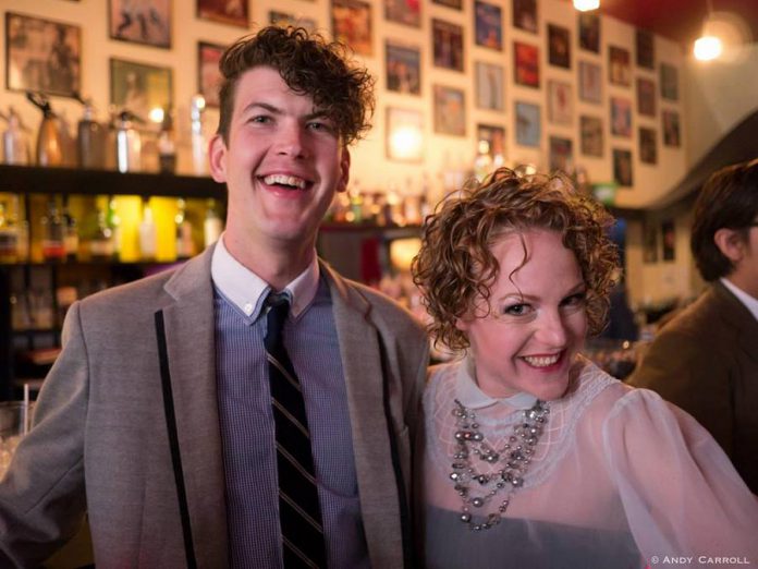 Performer Sarah McNeilly with her partner Spencer Allen at The Sapphire Room in downtown Peterborough. Proceeds from a crowdfunding campaign and two benefit events will help support Sarah, who was diagnosed with breast cancer shortly after her 31st birthday. (Photo courtesy of Andy Carroll).