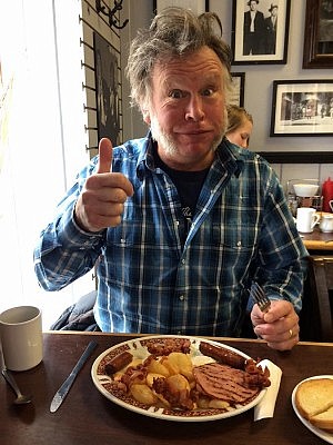 Hank's verdict on the breakfast sausuages (photo: Eva Fisher / kawarthaNOW)