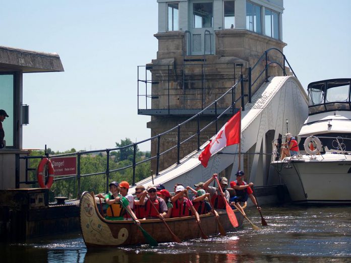 The Canadian Canoe Museum is offering its Voyageur Canoe Tours, which go through the Peterborough Lift Lock, three times a day every Friday, Saturday, Sunday, and holiday Monday from July 1 until Labour Day (photo courtesy of Canadian Canoe Museum)