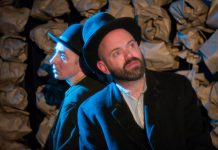 Kate Story as Estragon and Dan Smith as Vladimir are "Waiting for Godot" in The Theatre on King's production of Samuel Beckett's most well-known play (photo: Andy Carroll)