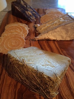 The Pecorino Affienato is a sheep's milk cheese infused with honey and covered in hay; it's sweet and slightly herbaceous and looks fantastic on a cheeseboard (photo: Eva Fisher / kawarthaNOW)
