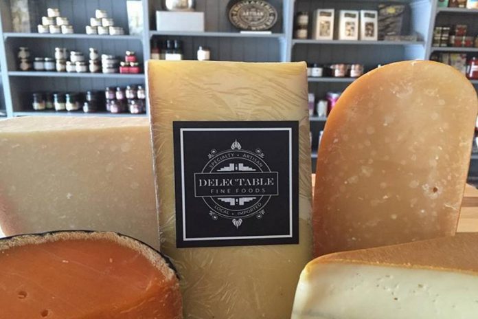 Delectable Fine Foods, a new gourmet food store on Lansdowne St. W. in Peterborough, stocks more than 70 different cheeses from Canada and around the world, and a variety of both local and imported food items (photo: Delectable Fine Foods)