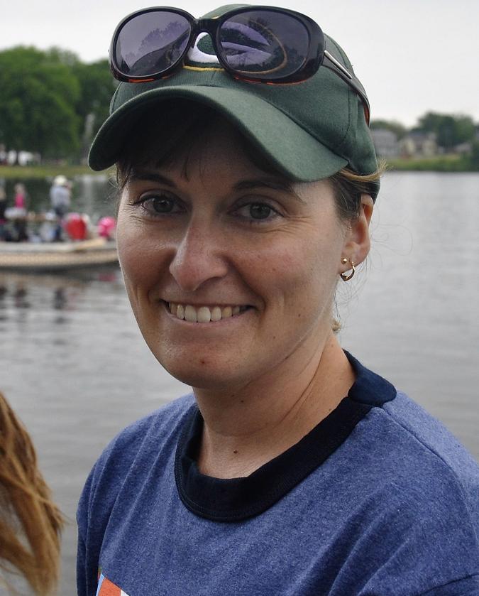 Representing support staff from Kawartha Pine Ridge District School Board, Sonia Wilson #KRPisawesome says "We have colleagues who have battled or are battling breast cancer, and we paddle for them. As well, we support student success and wellbeing, so we are here in their names as well."