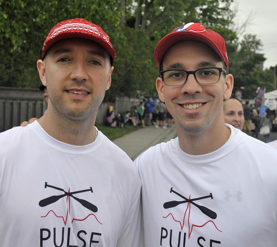 Adam Summers, left, and Connor Massimo of Team Pulse Physio Paddlers say another physiotherapy clinic challenged his to paddle this year. Adds Connor: "It's a great cause and we like that the money stays locally at PRHC. Everyone is affected by someone with breast cancer."
