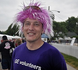Jim Brown representing GE Hitachi with Team GE Volunteers says the Peterborough Dragon Boat Festival is "a celebration. It's a party. It's about the fundraising so we can have more survivors."