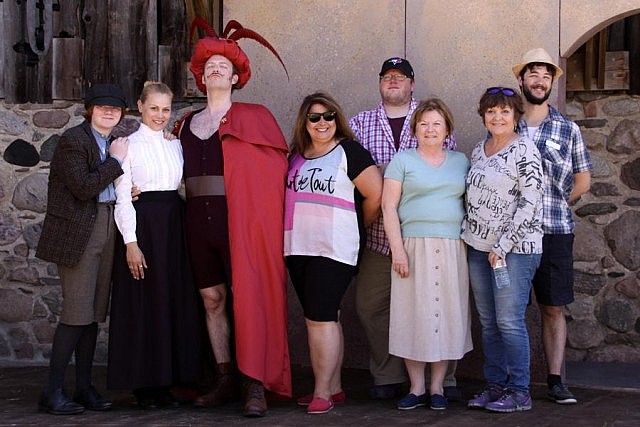 Actors Liam Davidson, Monica Dottor, and Mac Fyfe; director Kim Blackwell; musical director Justin Hiscox; actor Lorna Green; playwright Maja Adral; and Kelsey Powell, 4th Line Theatre's artistic administrator (photo: Jeannine Taylor / kawarthaNOW)