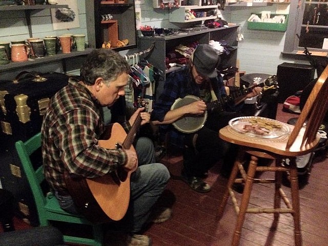 Steve Galliott and Benj Rowland play some late night music in Woody Point at Galliott Studios.