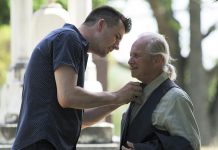 Filmmaker Michael Morritt with Peterborough musician Bobby Watson, who plays the lead role in “In the Cover”, a short film Michael produced as a music video for Chris Culgin’s latest record Mind in the Blue Sky (photo: Production Assistant / Assistant Director Sean Bruce)