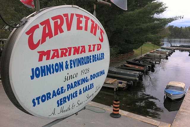 It may seem an odd location for a gallery, but Proximity Fine Art is located upstairs at Carveth's Marina in Lakefield (photo: Elizabeth Fennell)