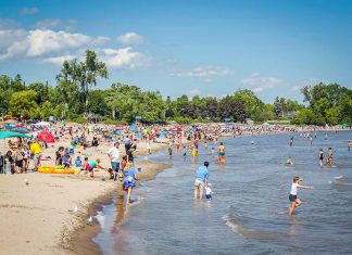 Families enjoying Victoria Beach on Lake Ontario in Cobourg. (Photo courtesy of Linda McIlwain)