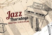 Dolce Vita Resto in downtown Peterborough now has live jazz on Thursday nights; reservations are recommended (graphic: Dolce Vita Resto / Facebook)