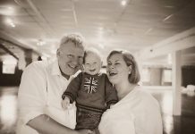 James Barrett and Sarah Quick, founders of Globus Theatre and Lakefield Arts Barn in Bobcaygeon, with their son Cue